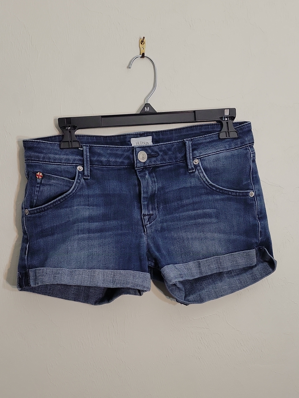 Hudson Jeans Dark Blue Denim Cuffed Women's Shorts